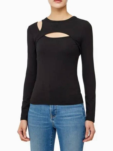 JEANS Women s Black Long Sleeve Layered Top J223350 BEH - CALVIN KLEIN - BALAAN 1