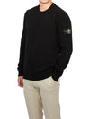 Logo Patch Lambswool Crewneck Knit Top Black - STONE ISLAND - BALAAN 5