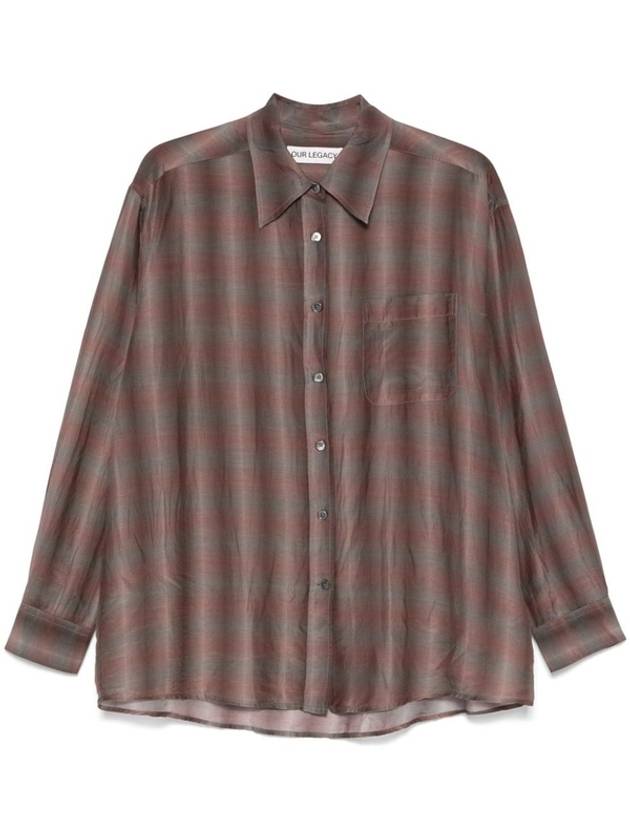 Favourite Screen Check Sheer Cotton Silk Shirt Brown - OUR LEGACY - BALAAN 2