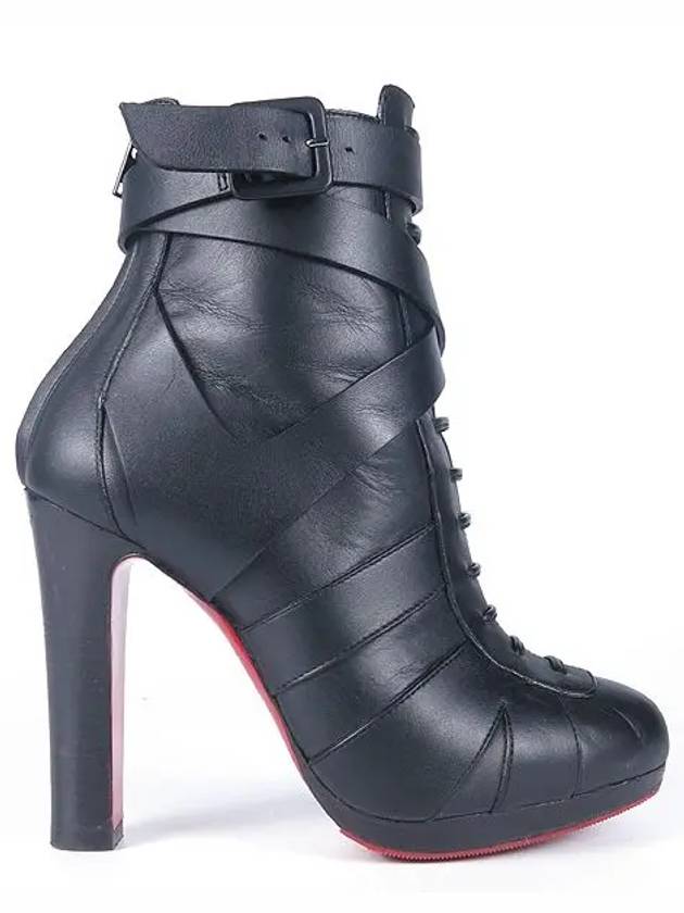 Black leather shoe lace detail women s boots 235MM - CHRISTIAN LOUBOUTIN - BALAAN 4