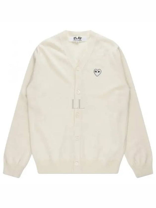 Play White Waffen V-neck Cardigan Ivory - COMME DES GARCONS - BALAAN 2