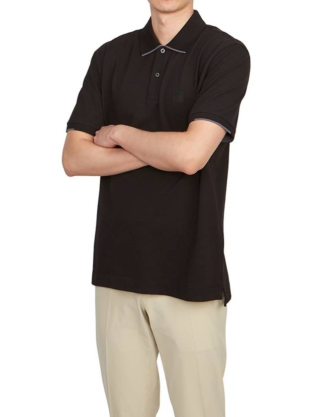 Men's Logo Patch Short Sleeve Polo Shirt Black - CP COMPANY - BALAAN 6