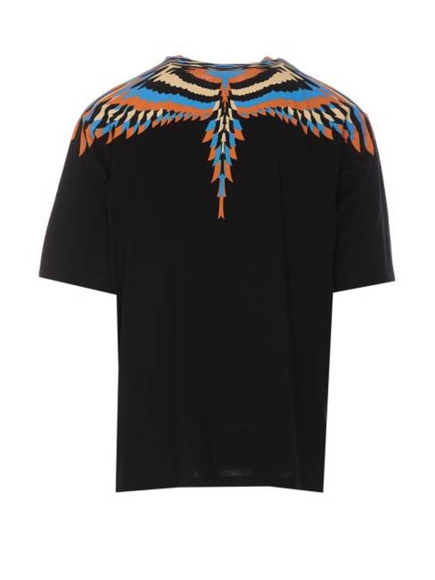 Optical Wings Printed Short Sleeve T-shirt Black - MARCELO BURLON - BALAAN 3