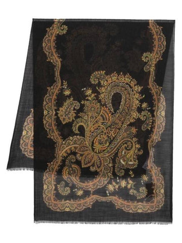 Ornamental Print Cashmere Scalf Black - ETRO - BALAAN 1