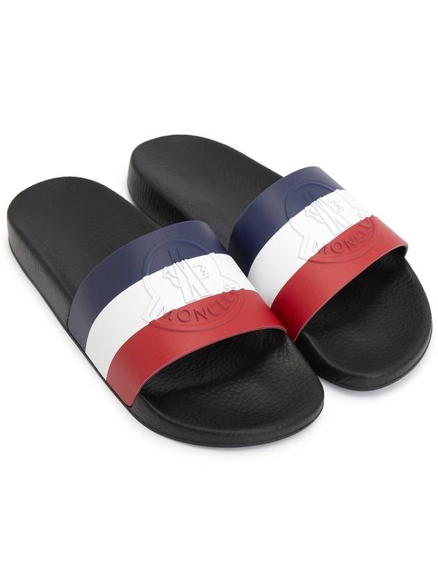 Basil Logo Striped Slippers Black - MONCLER - BALAAN 4