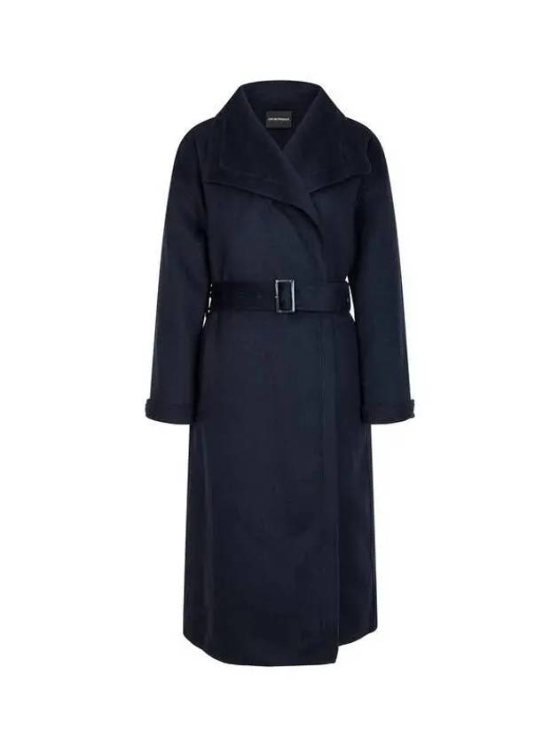 8th Anniversary Last Armani 9 7 8 Women s Wool Blend Big Collar Belted Coat Navy - EMPORIO ARMANI - BALAAN 1