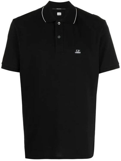 Stretch Piquet Regular Striped Collar Polo Shirt Black - CP COMPANY - BALAAN 2