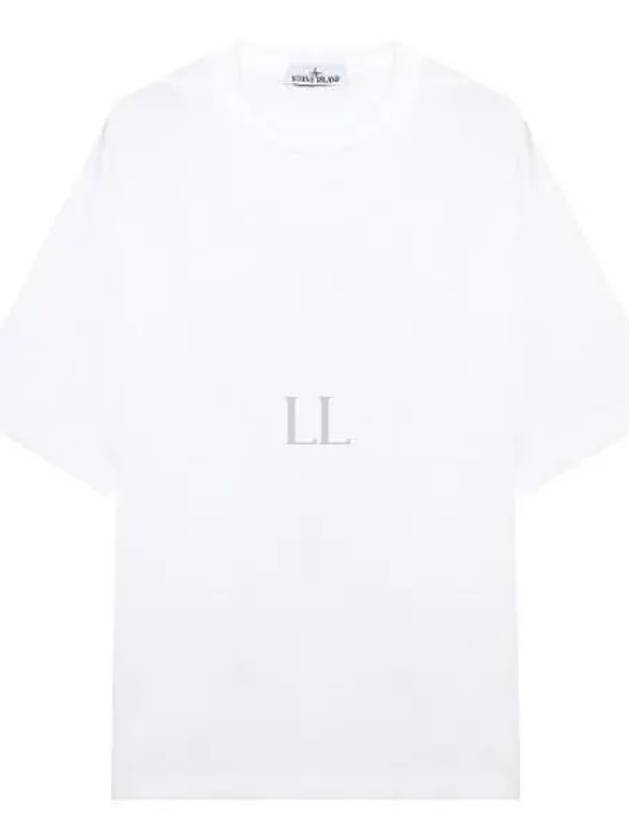 Fissato Effect Compass Embroidery Logo Short Sleeve T-shirt White - STONE ISLAND - BALAAN 2