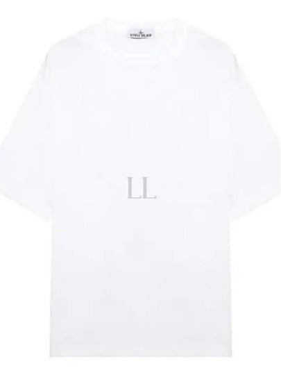 Fissato Effect Compass Embroidery Logo Short Sleeve T-shirt White - STONE ISLAND - BALAAN 2