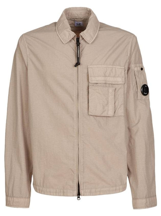 Flat Nylon Zipper Long Sleeve Shirt Beige - CP COMPANY - BALAAN 1