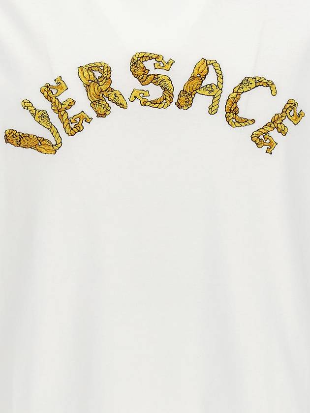 Seashell Baroque Embroidered Logo Crewneck Short Sleeve T-Shirt Black - VERSACE - BALAAN 5