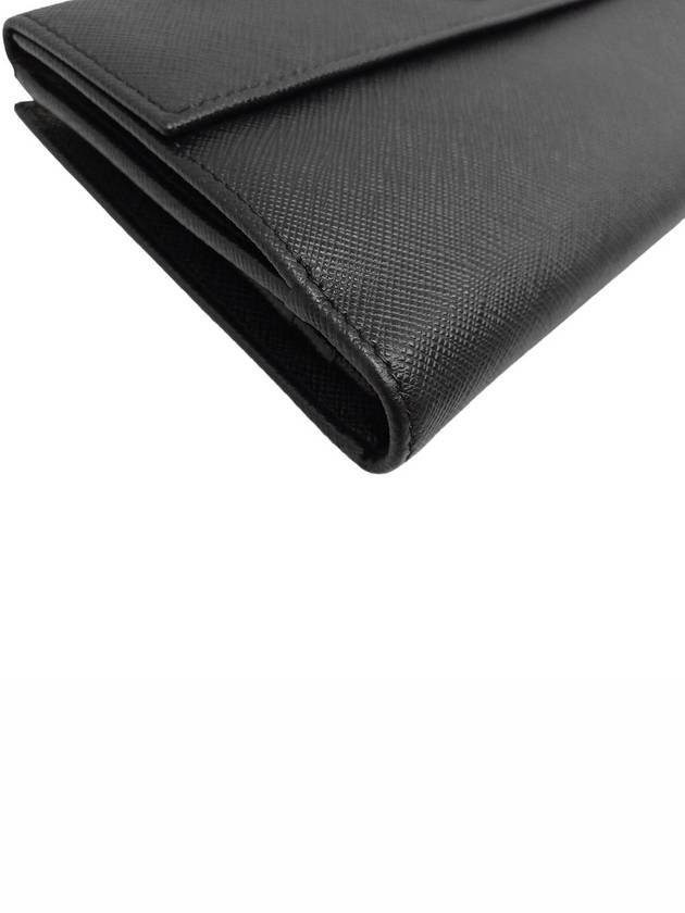 Women s 1MH133 Triangular Logo Saffiano Black Long Wallet - PRADA - BALAAN 4