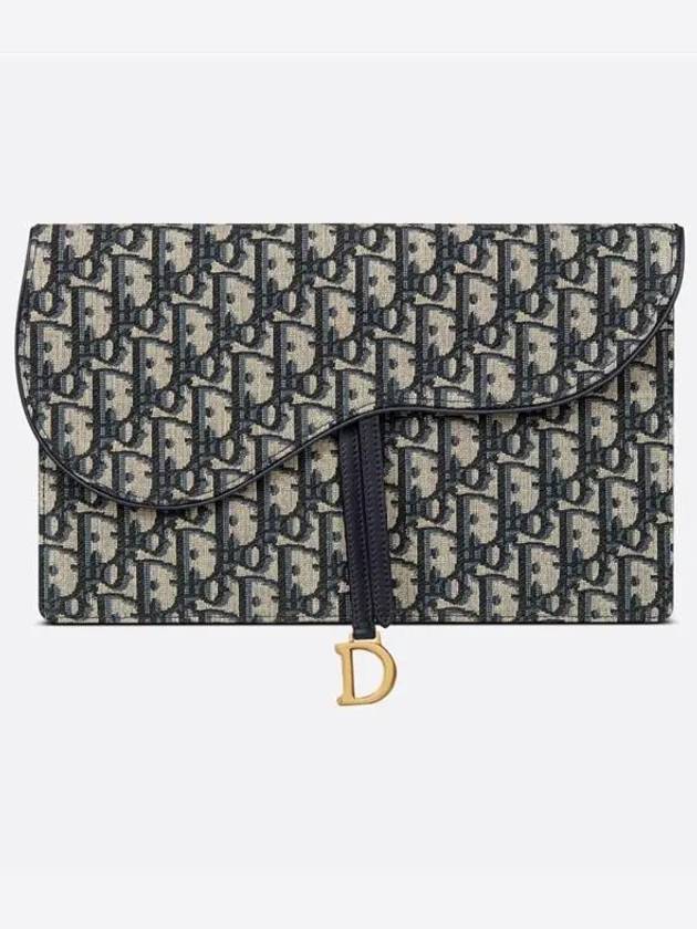 Saddle Pouch Blue  Oblique Jacquard - DIOR - BALAAN 2