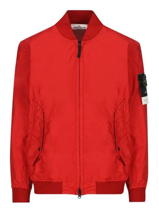 Men's Wappen Patch Zip-Up Bomber Jacket Red - STONE ISLAND - BALAAN 2