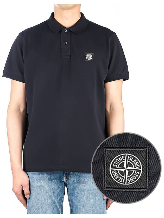 Logo Patch Polo Shirt Navy - STONE ISLAND - BALAAN 2