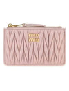 Matelasse Leather Envelope Card Wallet Pink - MIU MIU - BALAAN 3