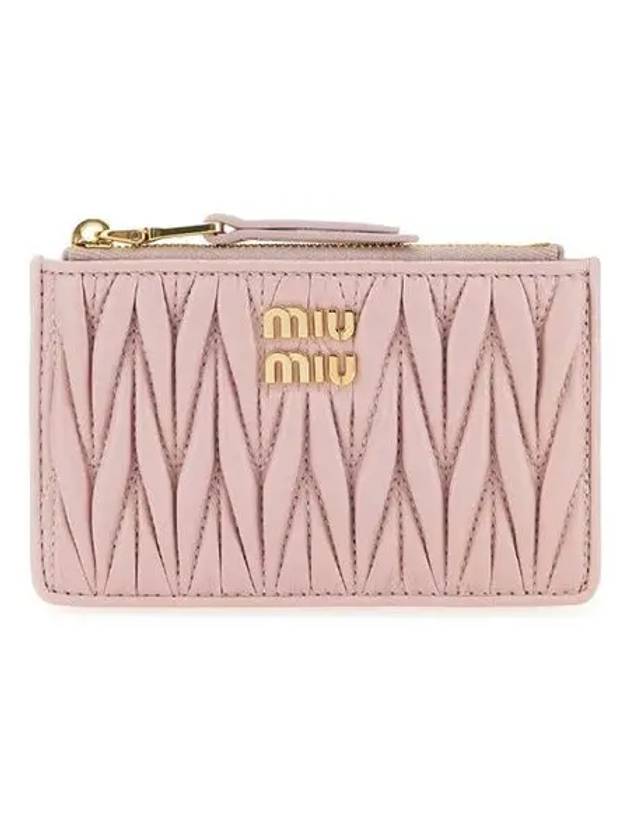 Matelasse Leather Envelope Card Wallet Pink - MIU MIU - BALAAN 3