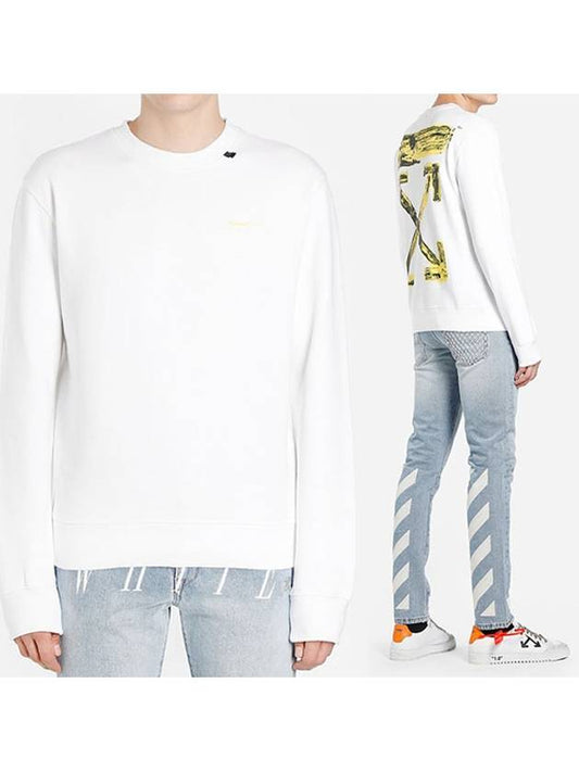 Acrylic Arrow Print Sweatshirt Slim White OMBA025F19E300100 - OFF WHITE - BALAAN 2