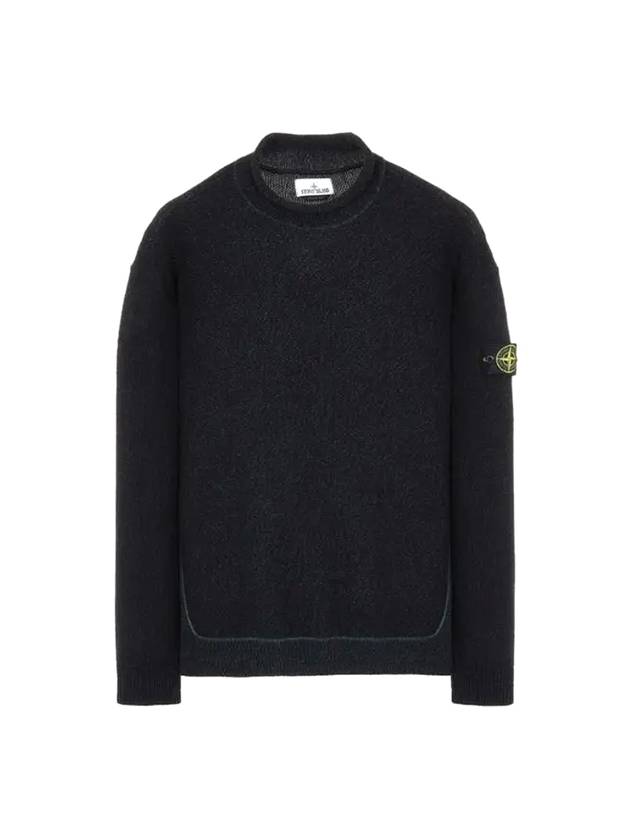 Logo Patch Mock Neck Lambswool Knit Top Dark Green - STONE ISLAND - BALAAN 1