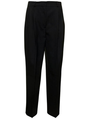 Black Double Pleated Tailored Trousers In Wool Blend Woman - TOTEME - BALAAN 1