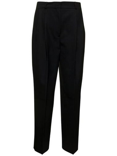 Black Double Pleated Tailored Trousers In Wool Blend Woman - TOTEME - BALAAN 1