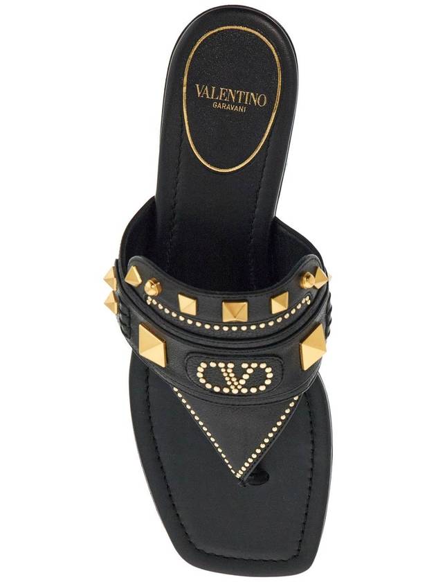 black buffalo leather studded flip-flops - VALENTINO - BALAAN 2