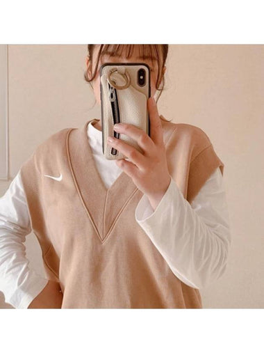 01 DQ6760 200 Women's NSW Style Oversized Fleece Vest Beige - NIKE - BALAAN 1