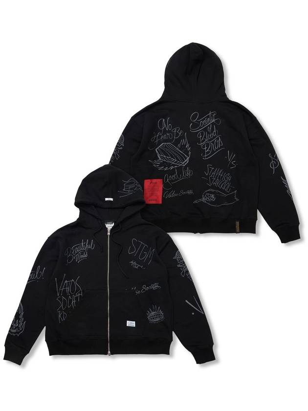 The World Oversized Zip up Hoodie Black - STIGMA - BALAAN 1