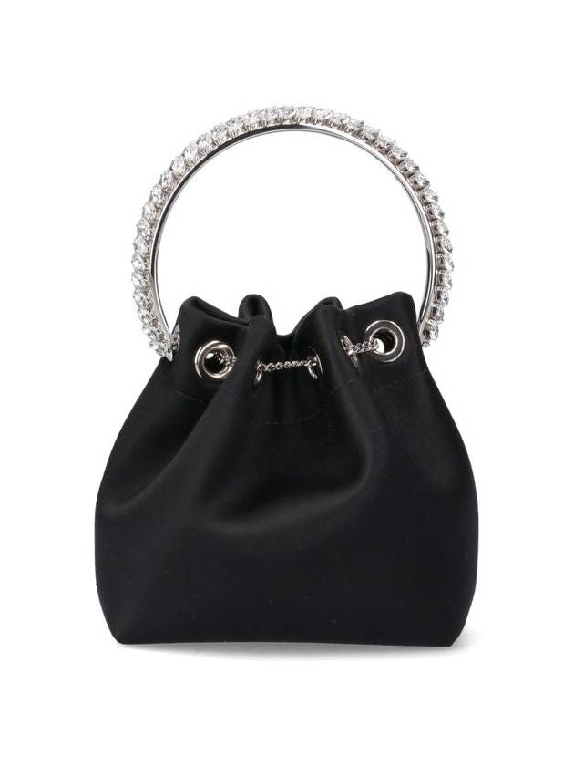 'Bon Bon' Mini Black Handbag With Metal Crystal Bracelet Handle In Satin Fabbric Woman - JIMMY CHOO - BALAAN 3