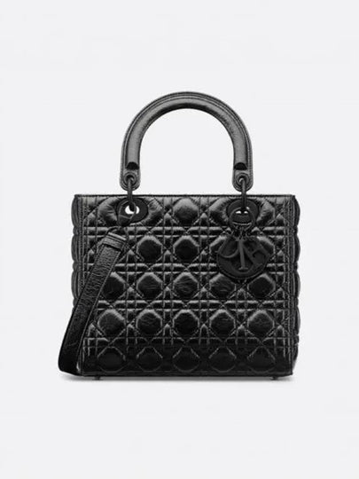 Lady Crinkled Cannage Medium Calfskin Tote Bag Black - DIOR - BALAAN 2