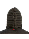 Matte Nylon 4-Bar Stripe Downfill Quilted Hoodie Padding Black - THOM BROWNE - BALAAN 11