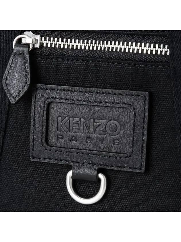 Logo Tag Zipper Mini Tote Bag Black - KENZO - BALAAN.