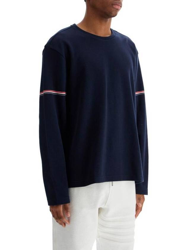 Cotton Rugby Long Sleeve T-Shirt Navy - THOM BROWNE - BALAAN 3