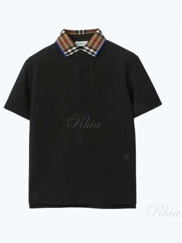 Kids Check Collar Polo Short Sleeve T-Shirt Black - BURBERRY - BALAAN 2