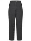 Elastic Waist Viscose Wool Straight Pants Grey - AMI - BALAAN 2