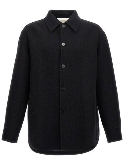 Button Overshirt Wool Jacket Black - JIL SANDER - BALAAN 2