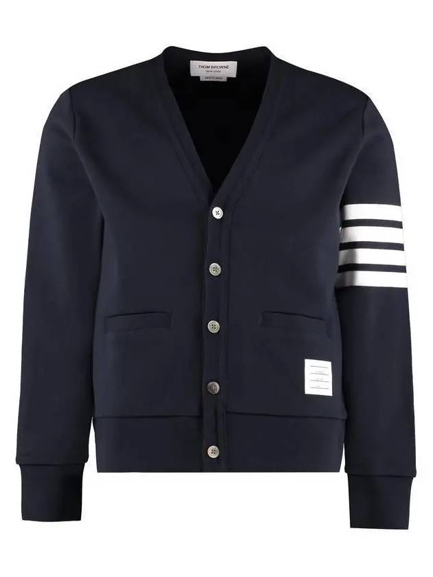 4 Bar Stripe RWB Tab Loopback Cardigan - THOM BROWNE - BALAAN 1