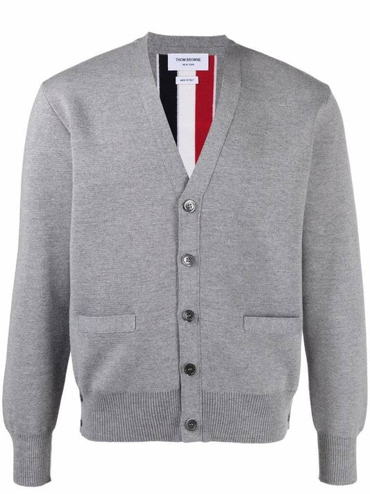 Men's Centerback Stripe Milino Stitch Wool Cardigan Light Grey - THOM BROWNE - BALAAN 1