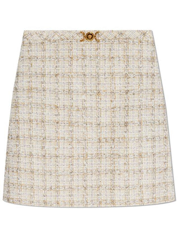 Versace Tweed Skirt With Lurex Thread, Women's, Cream - VERSACE - BALAAN 1