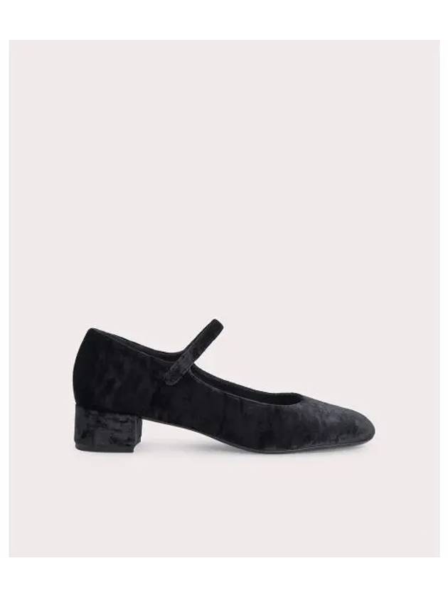 Ginny Crush Mary Jane Velvet Flat Black - BY FAR - BALAAN 2