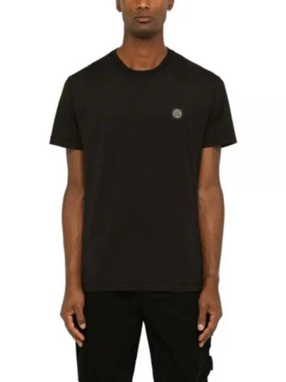 Slimfit Cotton Jersey Short Sleeve T-shirt Black - STONE ISLAND - BALAAN 2