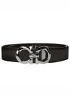 Silver Gancini Reversible Leather Belt Black - SALVATORE FERRAGAMO - BALAAN 2