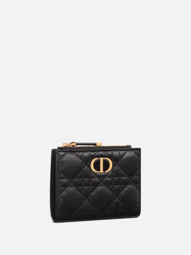 Caro Dahlia Supple Cannage Calfskin Half Wallet Black - DIOR - BALAAN 4