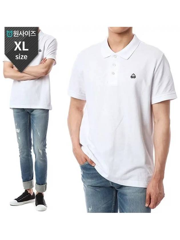 Logo Patch Polo Shirt White - MOOSE KNUCKLES - BALAAN 3