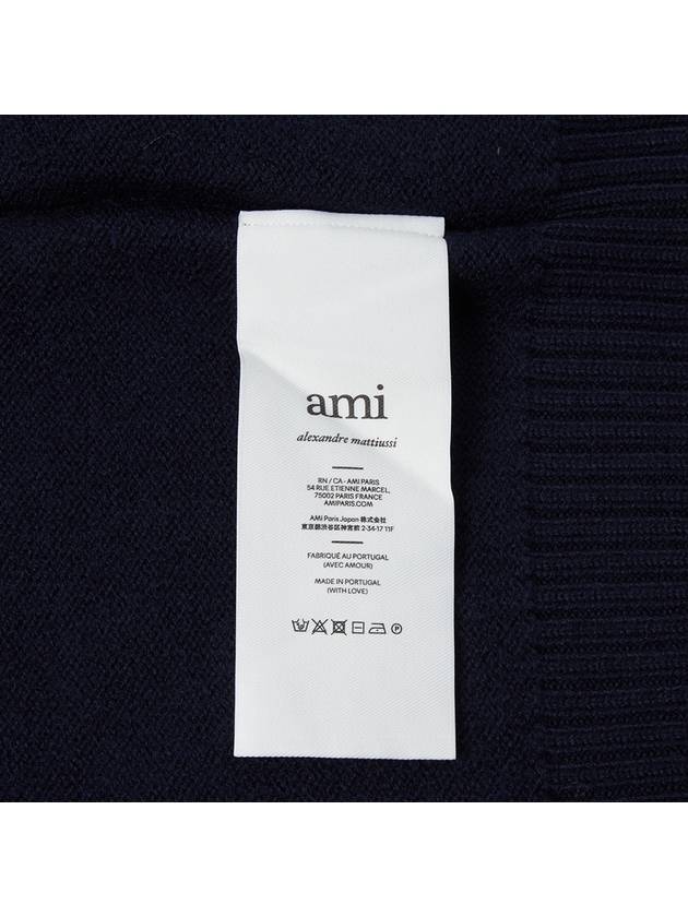 De Coeur Logo Wool Cardigan Navy - AMI - BALAAN 9