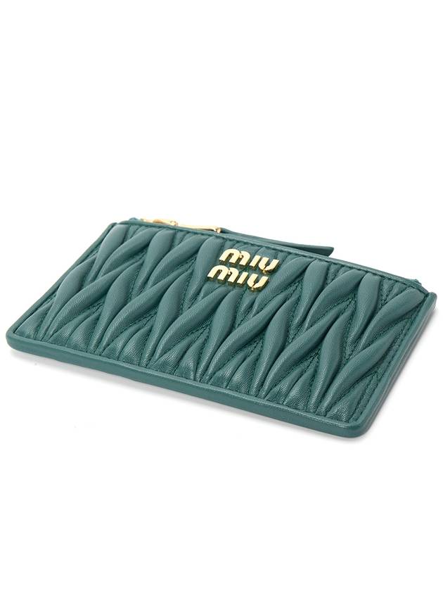 Matelasse Leather Card Wallet Green - MIU MIU - BALAAN 4