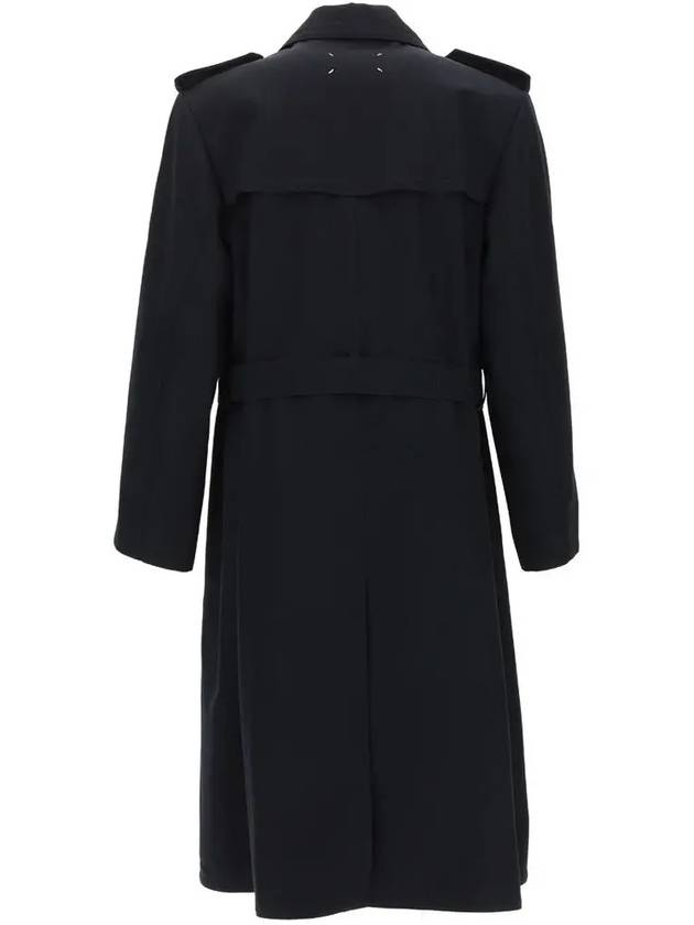 Men's Wool Belted Trench Coat Navy - MAISON MARGIELA - BALAAN 4