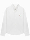 Button Down Boxy Fit Oxford Long Sleeve Shirt Natural White - AMI - BALAAN 6