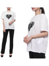 Heart Print Short Sleeve T-Shirt White - SAINT LAURENT - BALAAN 3