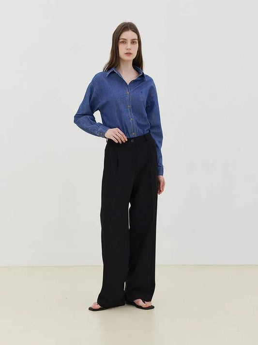 Wide Two Tuck Slacks Black - LESEIZIEME - BALAAN 1